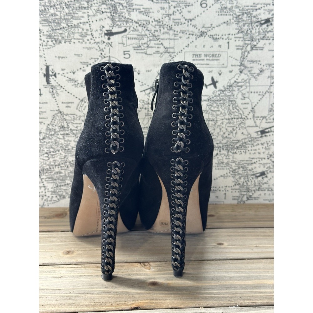 Vince Camuto Platform Suede Lacing Ankle Heels Women 7 Black Excellent
